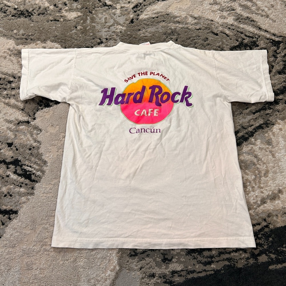 VTG 1980s Watex T Shirt Mens Medium White Hard Rock Cafe Cancun Preshrunk Cotton